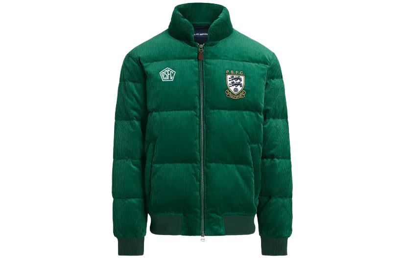 Ralph Lauren Polo Sport Corduroy Down Jacket Green Unisex Embroidered Zip Jacket MNPOOTW16021-257