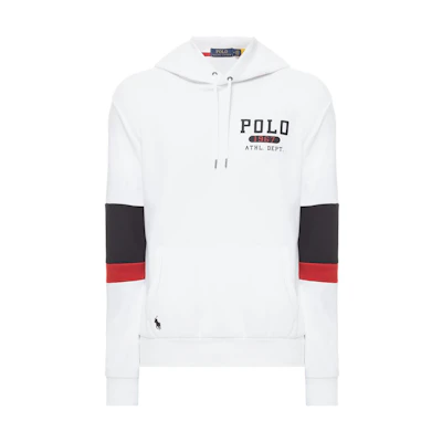 Ralph Lauren Pullover Hoodie White with Letter Print and Colorblock Design 710851239-001