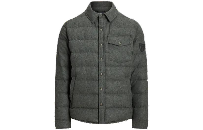 Ralph Lauren Quilted Wool Blend Down Jacket Gray Long Sleeve Coat MNPOOTW16021-240