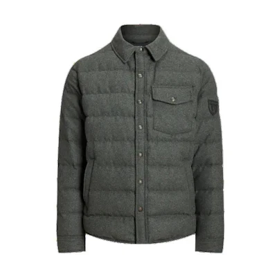 Ralph Lauren Quilted Wool Blend Down Jacket Gray Long Sleeve Coat MNPOOTW16021-240