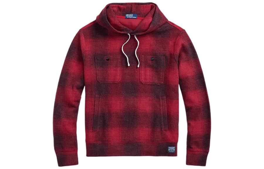 Ralph Lauren Red Checkered Hooded Pullover Sweatshirt MNPOKNI16822267-620