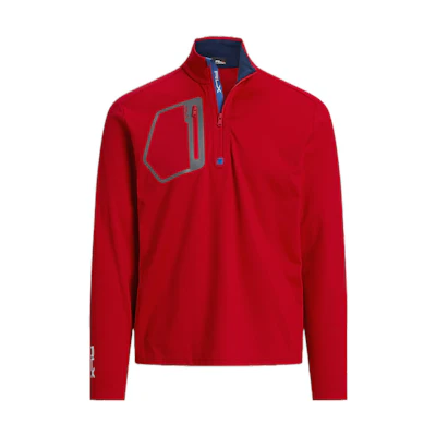 Ralph Lauren Red Half-Zip Pullover High-Neck Sweatshirt with Logo Print MNXGKNI16820151-620