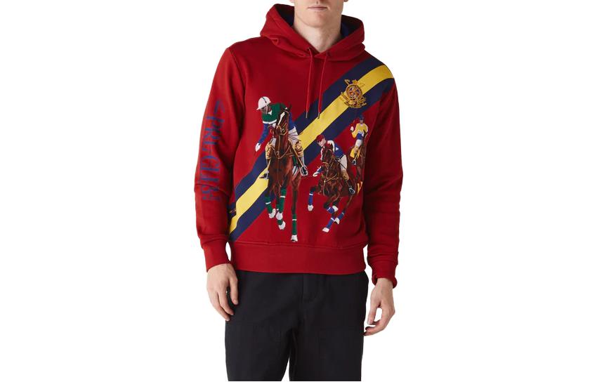 Ralph Lauren Red Hoodie with Striped Lettering & Cartoon Print 710919302-001