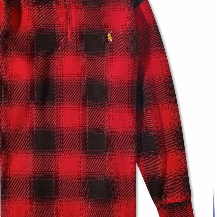 Ralph Lauren Red Plaid Embroidered Pony Casual Long-Sleeve Sweatshirt 710929580-001 圖 6