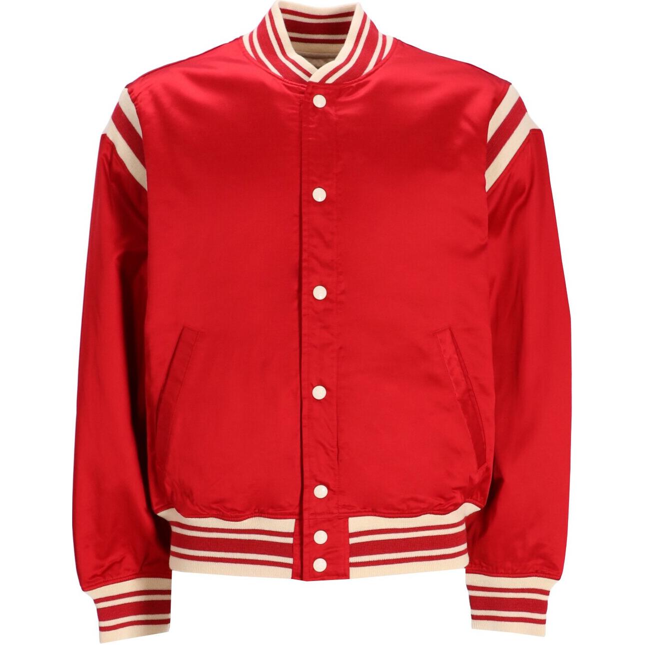 Ralph Lauren Red Striped Baseball Collar Button-Up Jacket 710949940-001