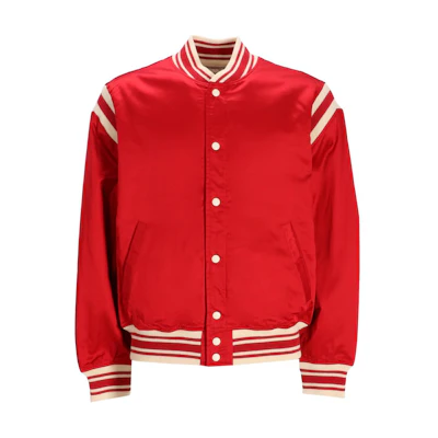 Ralph Lauren Red Striped Baseball Collar Button-Up Jacket 710949940-001