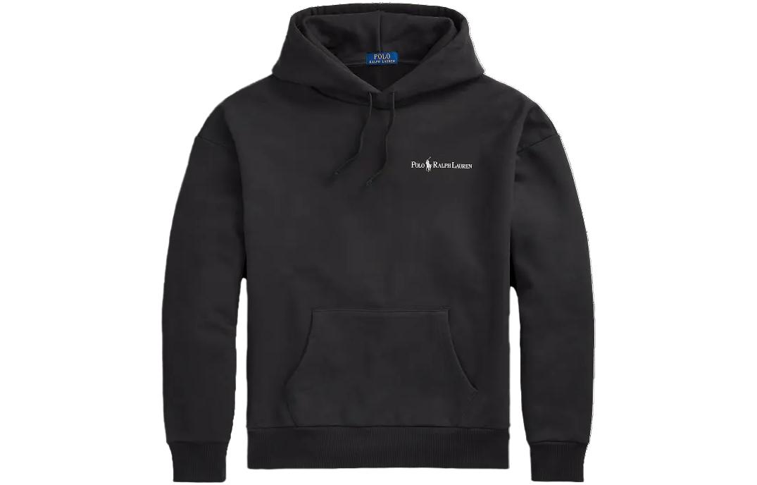 Ralph Lauren Relaxed Fit Logo Fleece Hoodie Black Long Sleeve Pullover MNPOKNI16823-198