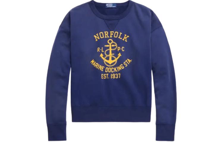 Ralph Lauren Retro Fleece Patterned Letter Print Sweatshirt Blue MNPOKNI16823-538