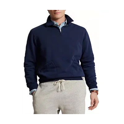 Ralph Lauren Ribbed Cuff Sweatshirt with Pocket in Navy Blue 710934754-001