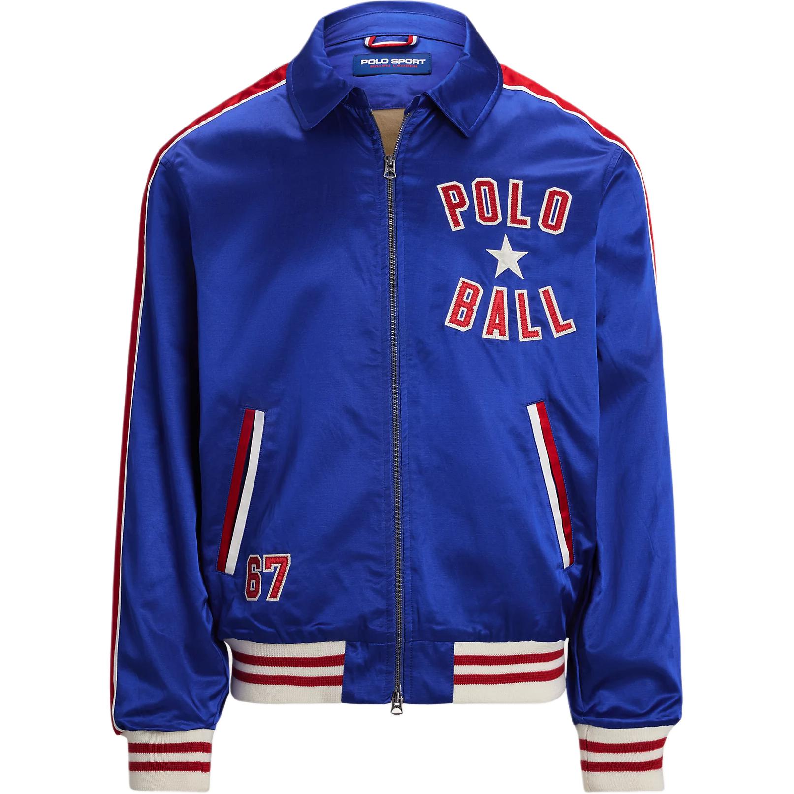 Ralph Lauren Satin Logo Print Long Sleeve Jacket - Navy Blue 710949990