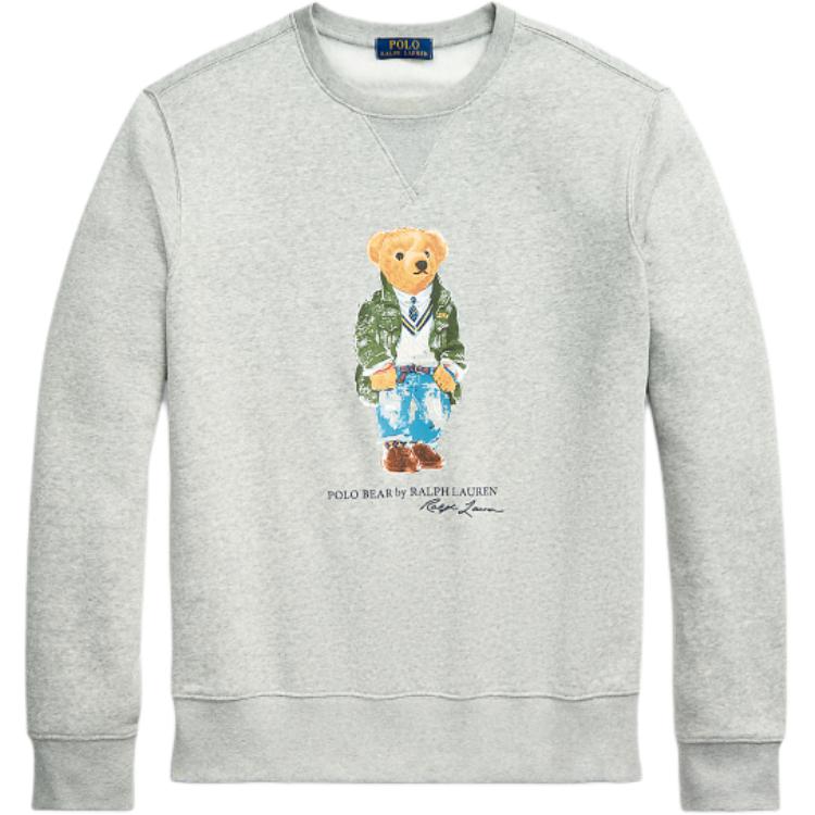 Ralph Lauren Slim Fit Grey Sweatshirt with Letter & Bear Cartoon Design MNPOKNI16823619-020
