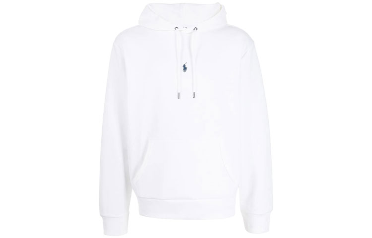 Ralph Lauren Small Logo Embroidered Plain Knit Hoodie White 710839047-002