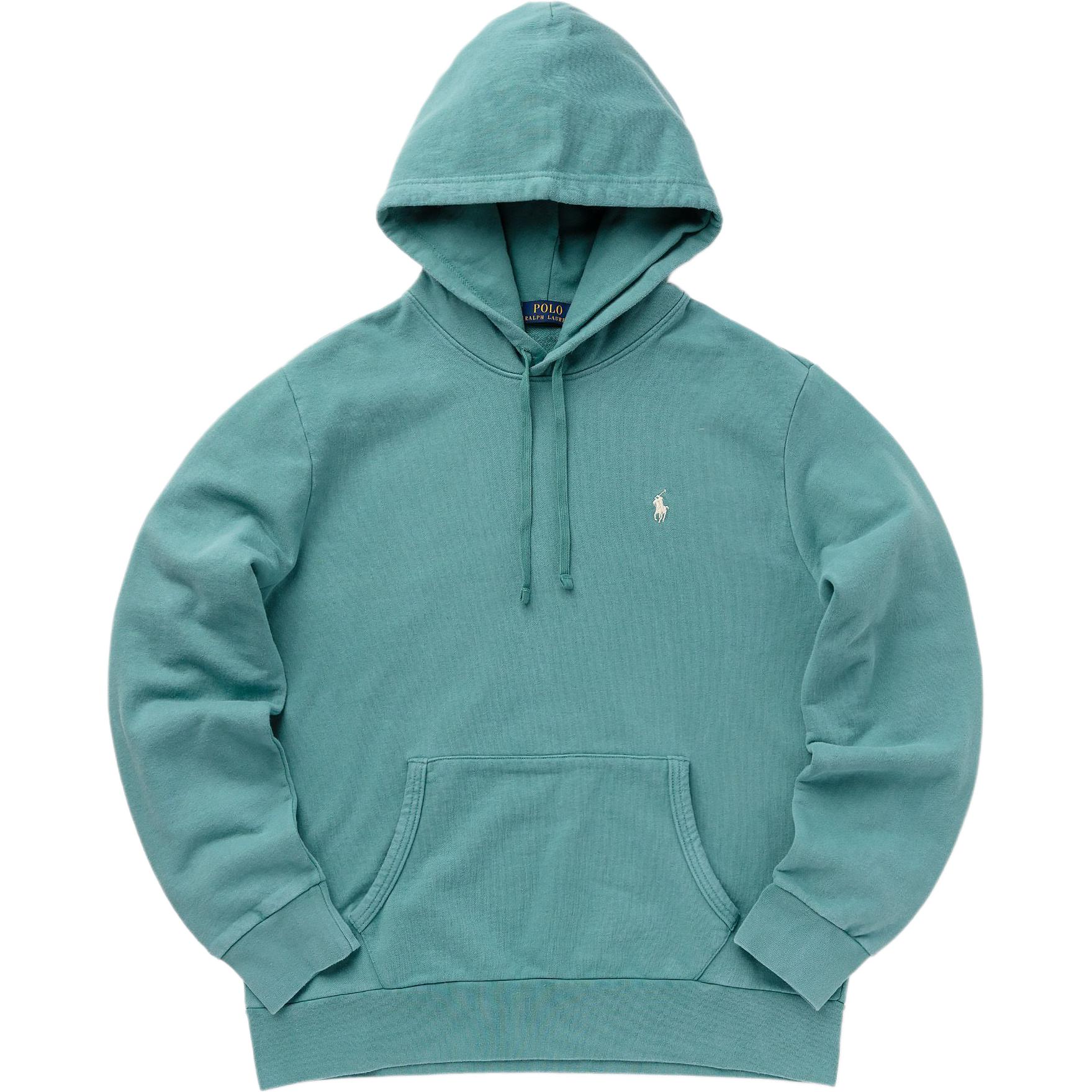 Ralph Lauren Small Pony Logo Drawstring Hoodie Men’s Teal Green 710916690-002