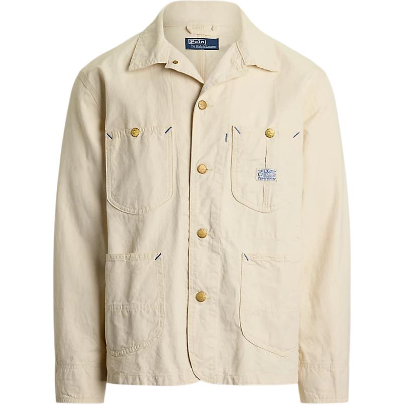 Ralph Lauren Solid Beige Long-Sleeve Work Jacket for Men 100047826