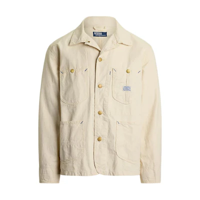 Ralph Lauren Solid Beige Long-Sleeve Work Jacket for Men 100047826