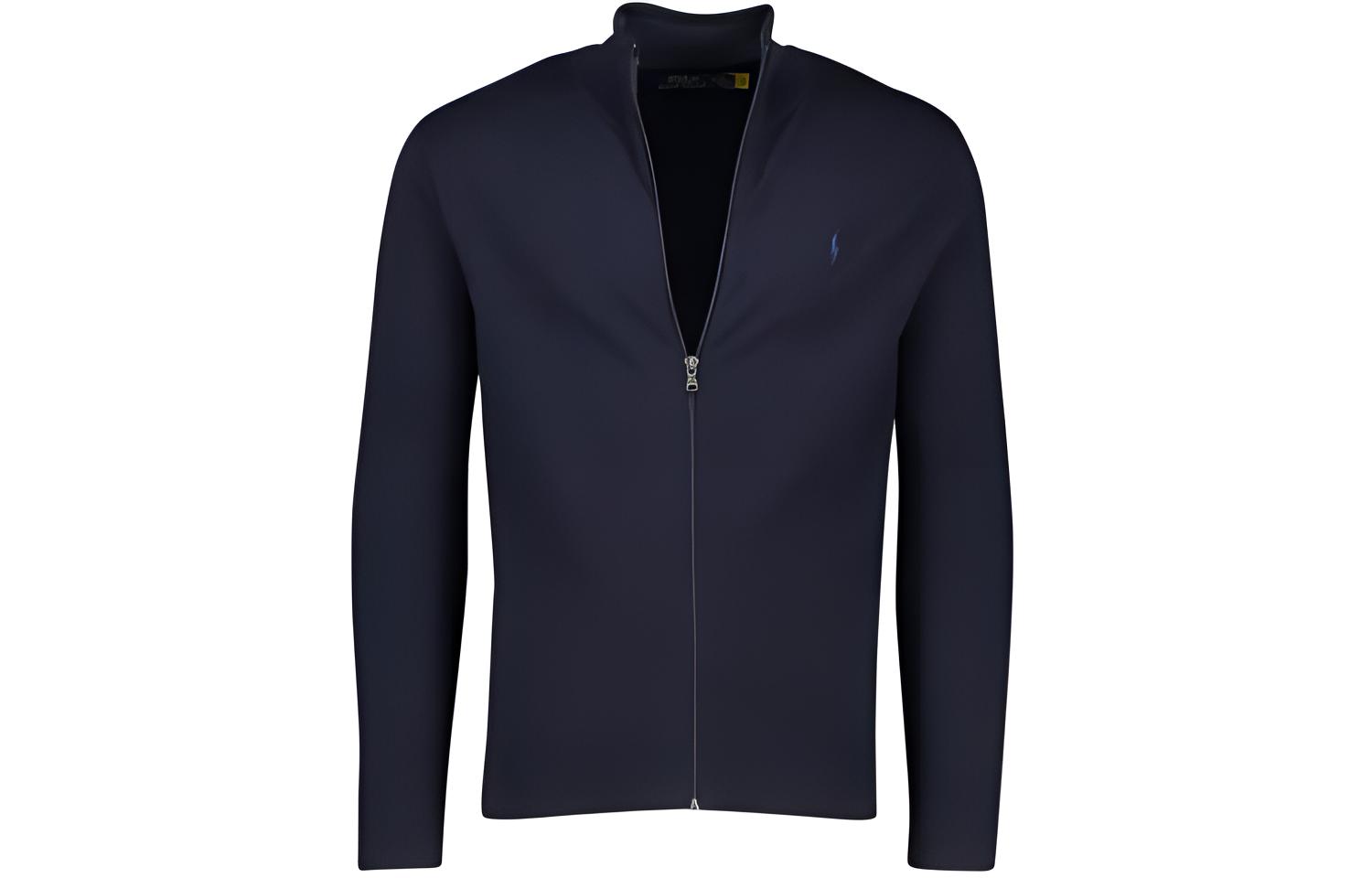 Ralph Lauren Solid Blue Stand Collar Zip Jacket for Men 710899206-004