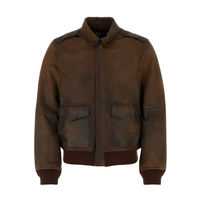 Ralph Lauren Solid Brown Zip-Up Collared Long Sleeve Jacket for Men 710924370-001