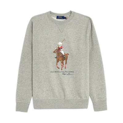 Ralph Lauren Solid Color Cartoon Print Pullover Sweatshirt Grey 710853308002