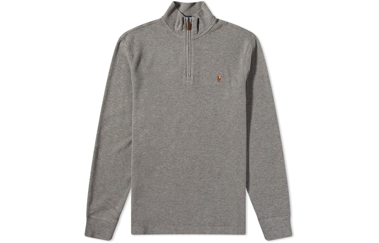 Ralph Lauren Solid Color Embroidered Logo High-neck Pullover Sweatshirt Grey 710671929-040