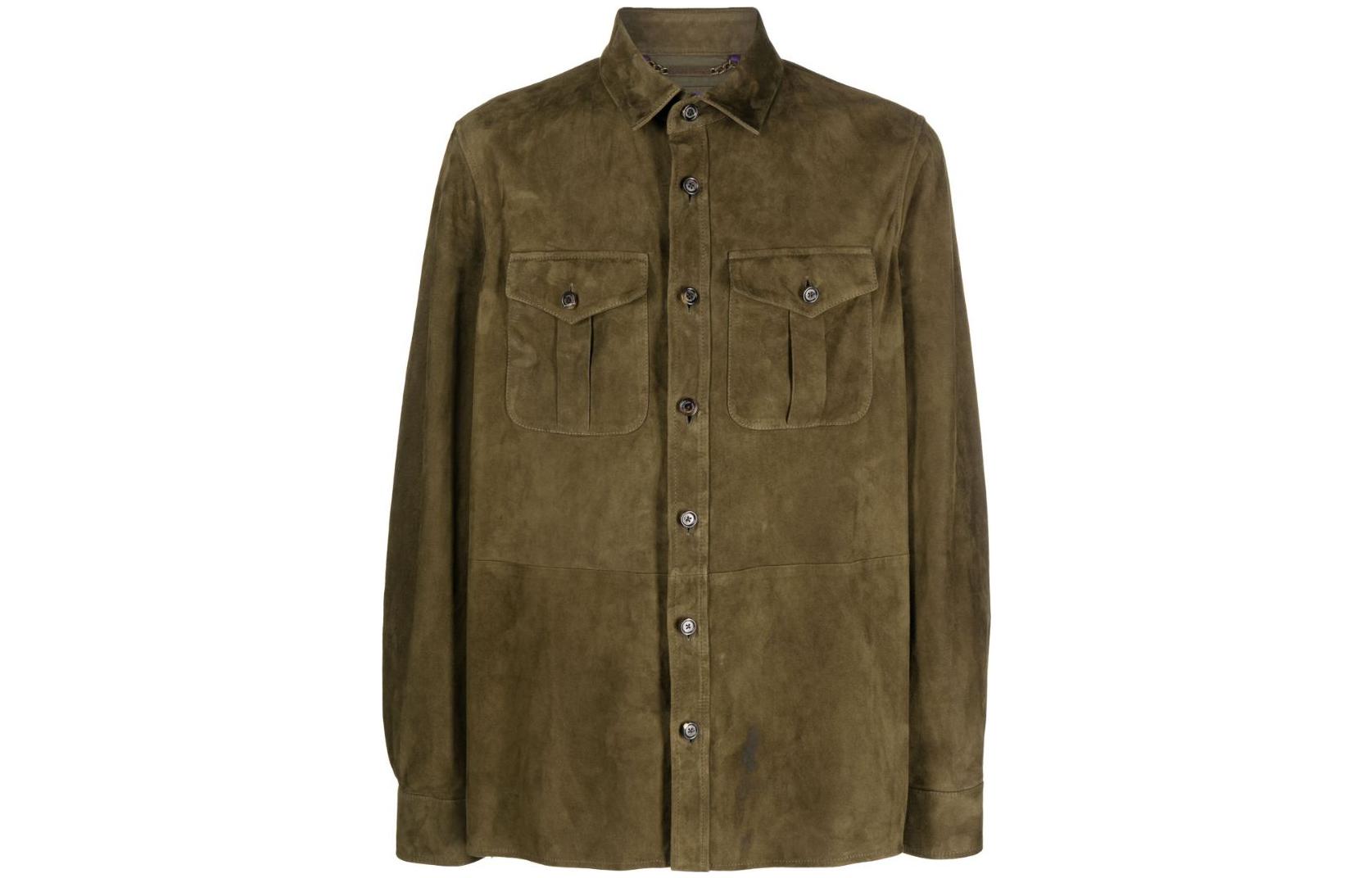 Ralph Lauren Solid Color Green Button-Up Long Sleeve Jacket 790654923-024