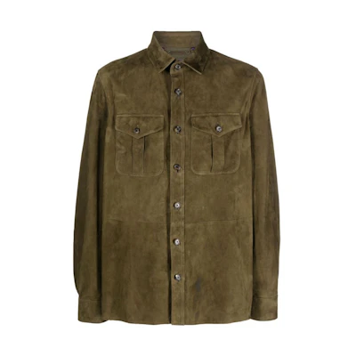 Ralph Lauren Solid Color Green Button-Up Long Sleeve Jacket 790654923-024