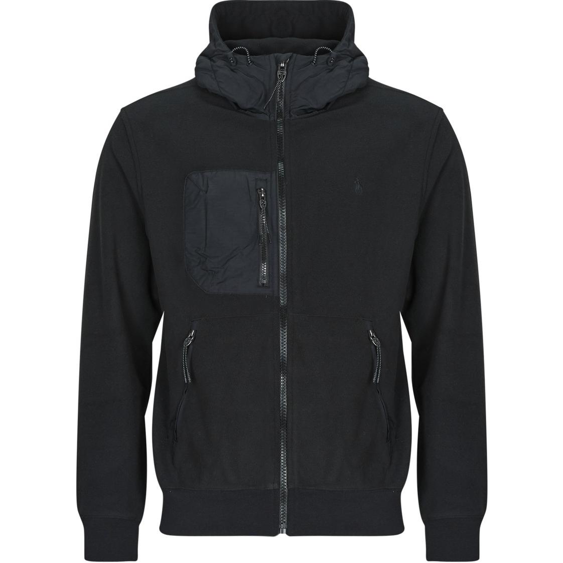 Ralph Lauren Solid Color Hoodie Full-Zip Jacket Black 710958177001