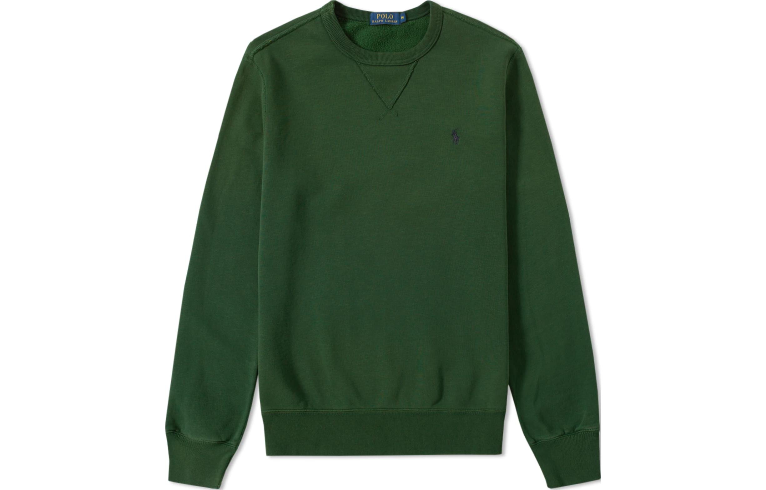 Ralph Lauren Solid Color Logo Embroidered Crewneck Sweatshirt Green Mens 710620991-014