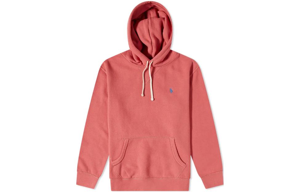 Ralph Lauren Solid Color Logo Embroidered Red Hoodie for Men 710766778-054