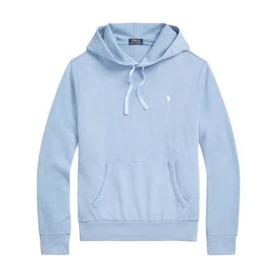 Ralph Lauren Solid Color Logo Hoodie Blue Mens Long Sleeve Pullover 710916690-013
