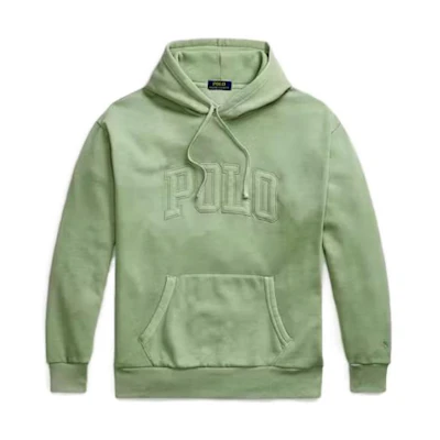 Ralph Lauren Solid Color Logo Hoodie with Drawstring - Green 710881852-004