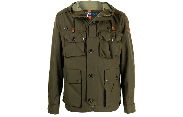 Ralph Lauren Solid Green Casual Utility Hooded Jacket 710846996-002