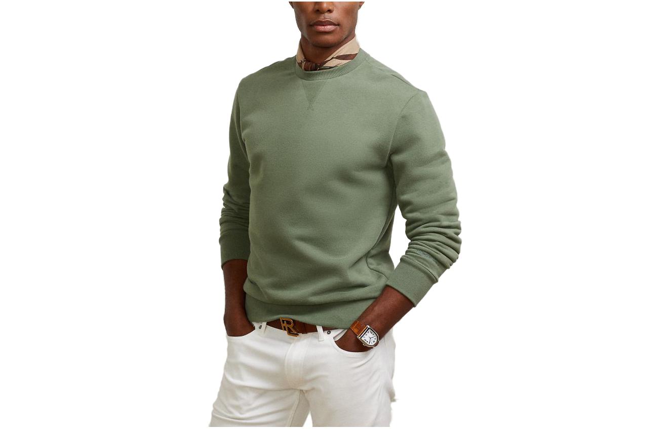 Ralph Lauren Solid Green Crewneck Sweatshirt Long Sleeve Casual Wear MNPLKNI16820170-410