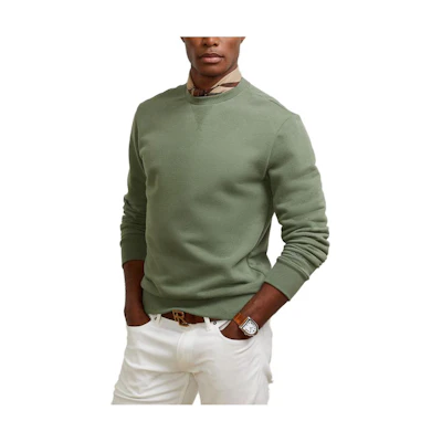 Ralph Lauren Solid Green Crewneck Sweatshirt Long Sleeve Casual Wear MNPLKNI16820170-410