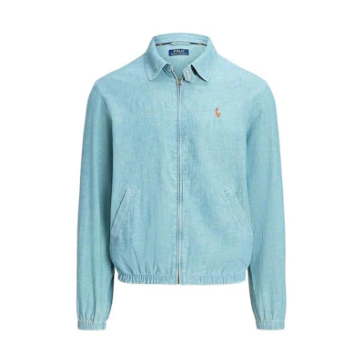 Ralph Lauren Solid Logo Embroidered Collared Button-Up Jacket Men’s Blue 710788535-001