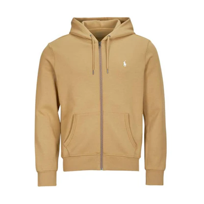 Ralph Lauren Solid Logo Embroidered Drawstring Hoodie Jacket Beige 710881517-036