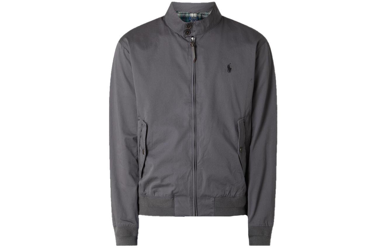 Ralph Lauren Solid Logo Embroidered Zip-Up Jacket Grey 710776849-004