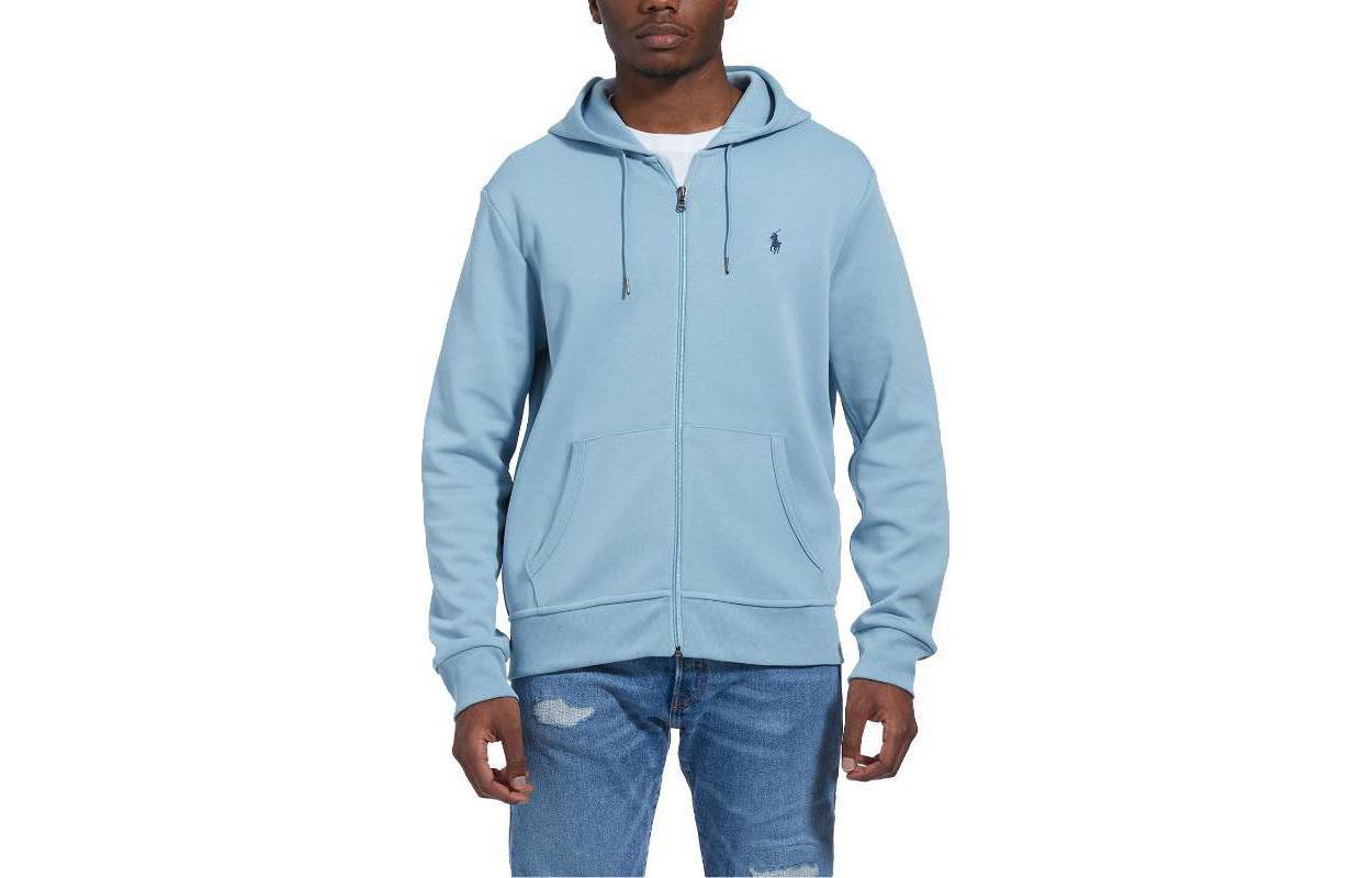 Ralph Lauren Solid Logo Embroidered Zip Hoodie Blue 710652313-063