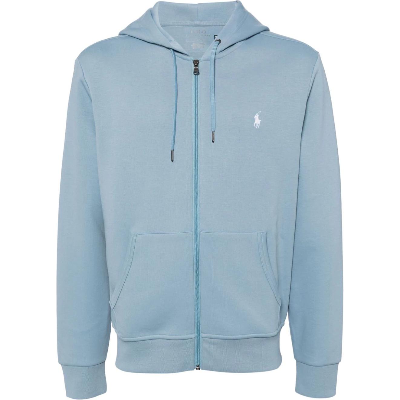 Ralph Lauren Solid Logo Embroidered Zip Hoodie Jacket Light Blue POIZON240809203
