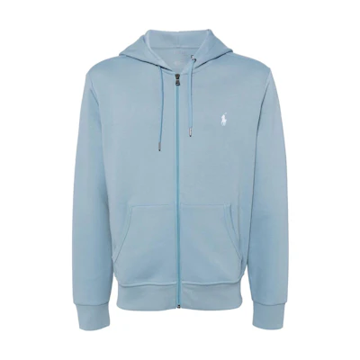 Ralph Lauren Solid Logo Embroidered Zip Hoodie Jacket Light Blue POIZON240809203