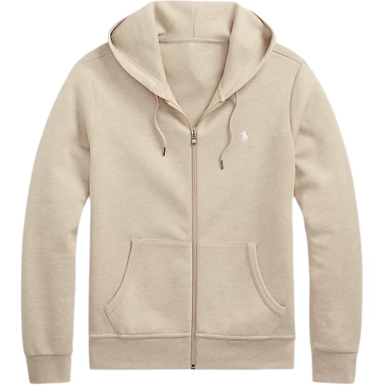 Ralph Lauren Solid Logo Embroidered Zip Hoodie Khaki 710883329-023