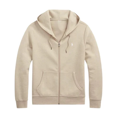 Ralph Lauren Solid Logo Embroidered Zip Hoodie Khaki 710883329-023