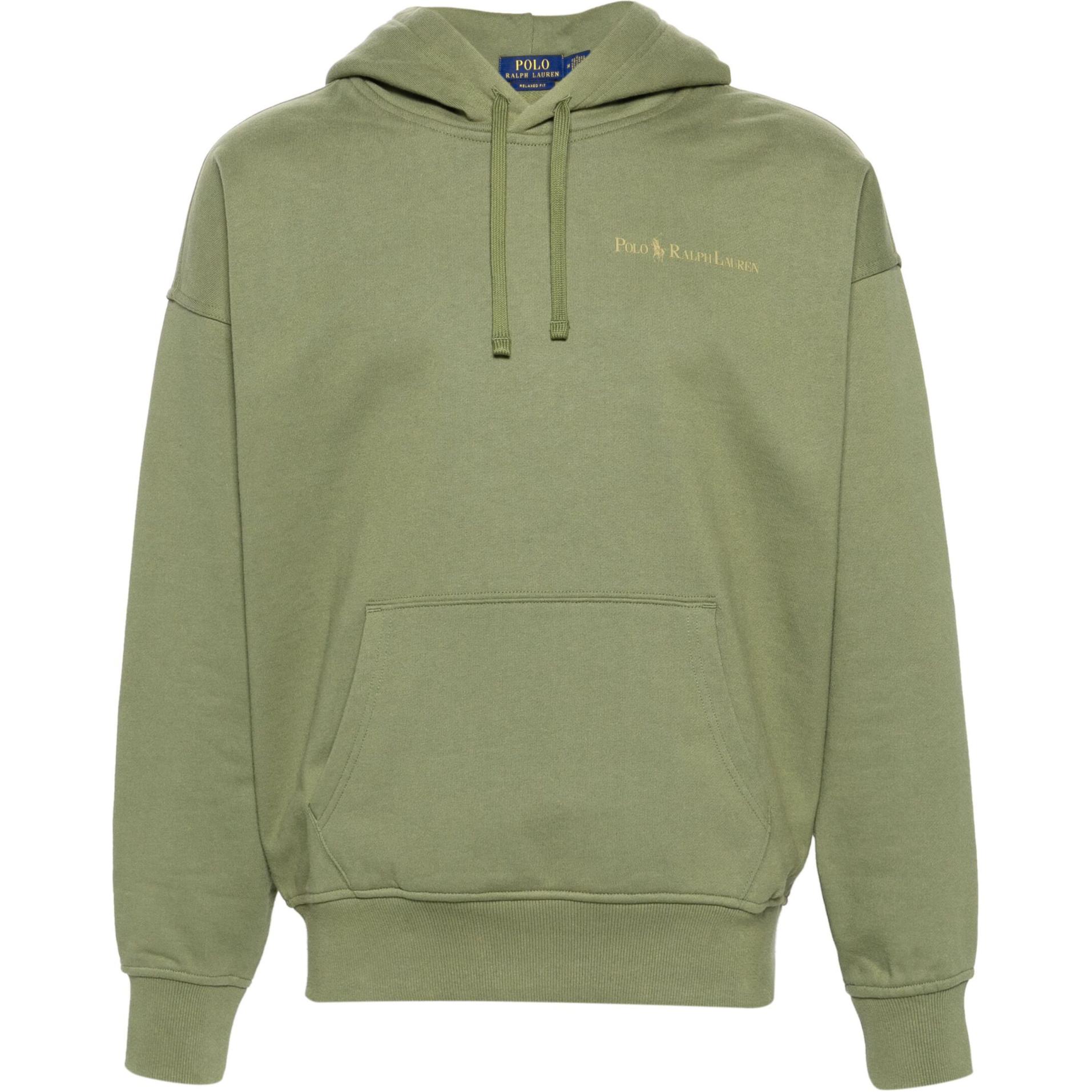 Ralph Lauren Solid Logo Print Olive Green Hoodie Men’s Long Sleeve 710917904-OLIVE