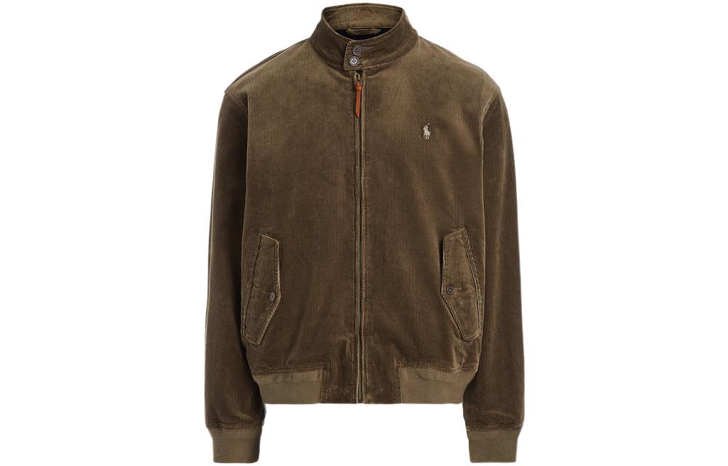 Ralph Lauren Solid Logo Stand Collar Zipper Jacket Brown MNPOOTW16020516-200