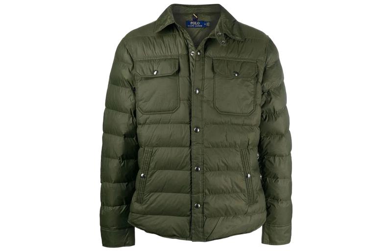 Ralph Lauren Solid Military Green Short Long-Sleeve Button-Up Jacket 710810901-002