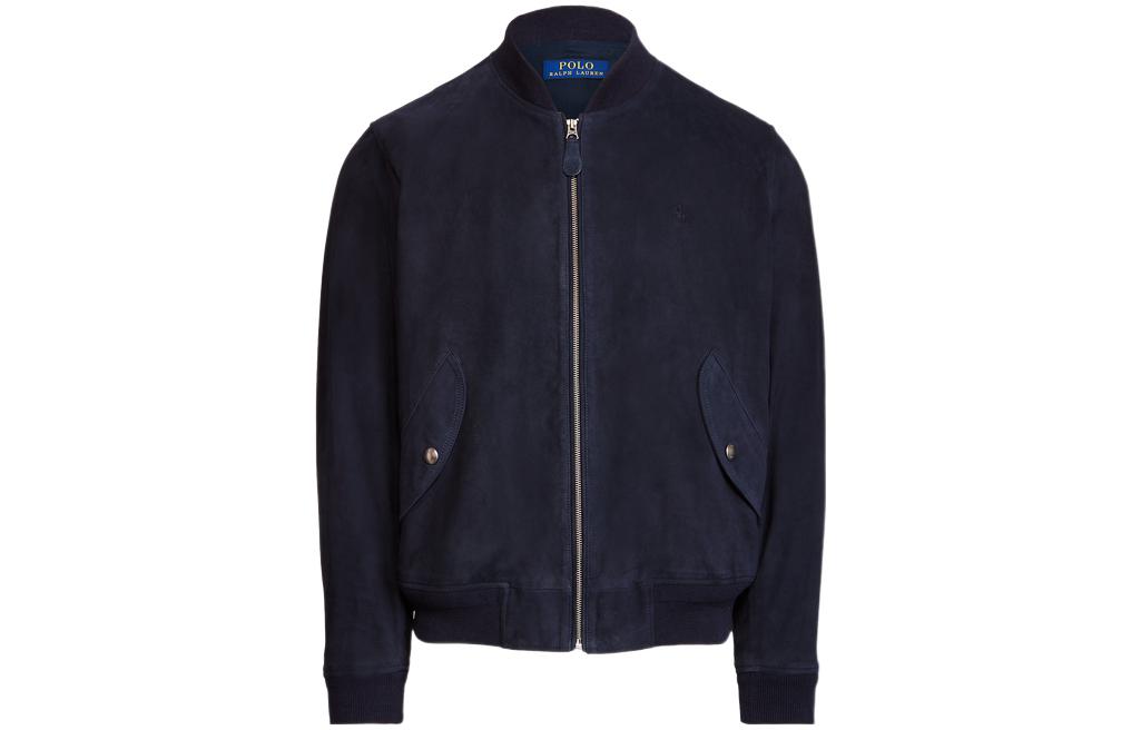 Ralph Lauren Solid Navy Blue Zip-Up Baseball Collar Jacket MNPOOTW16020658-410