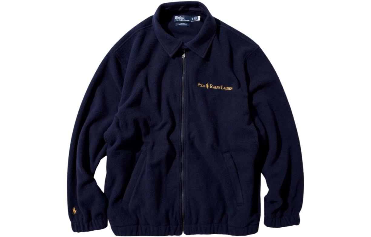 Ralph Lauren Solid Navy Blue Zip-Up Collared Loose-Fit Jacket MNPOKNI16822519-410