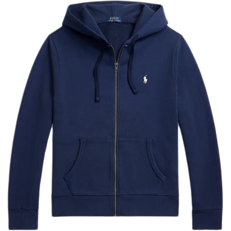 Ralph Lauren Solid Navy Blue Zip-Up Hoodie Jacket for Men 710916692-014