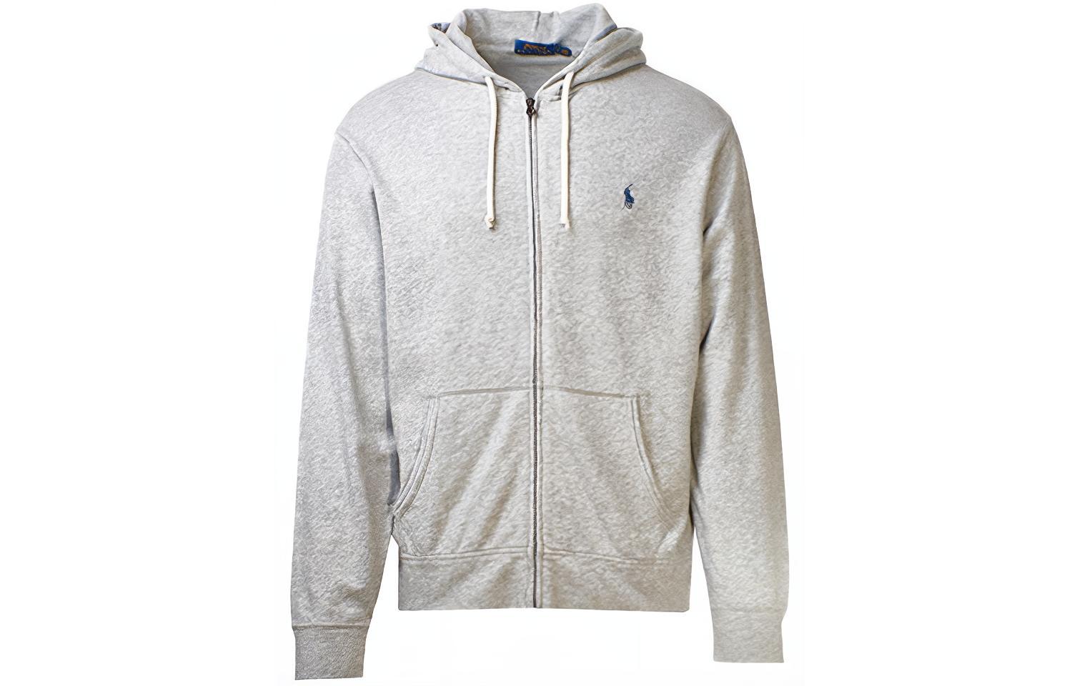 Ralph Lauren Solid Pony Drawstring Zip Hoodie Grey 710706348-006