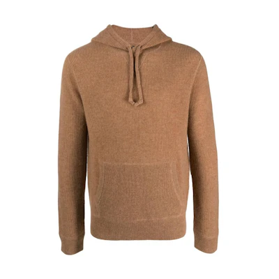 Ralph Lauren Solid Ribbed Drawstring Hoodie Casual Sweatshirt Brown 710917289-005