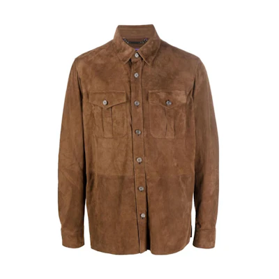 Ralph Lauren Solid Suede Button-Up Jacket Brown ( Long Sleeve) 790654923-017